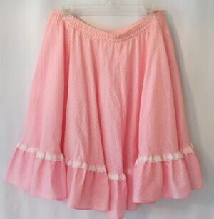 VINTAGE 70s Malco Modes Square Dancing Skirt Size M Pink Cottage Prairie Lace